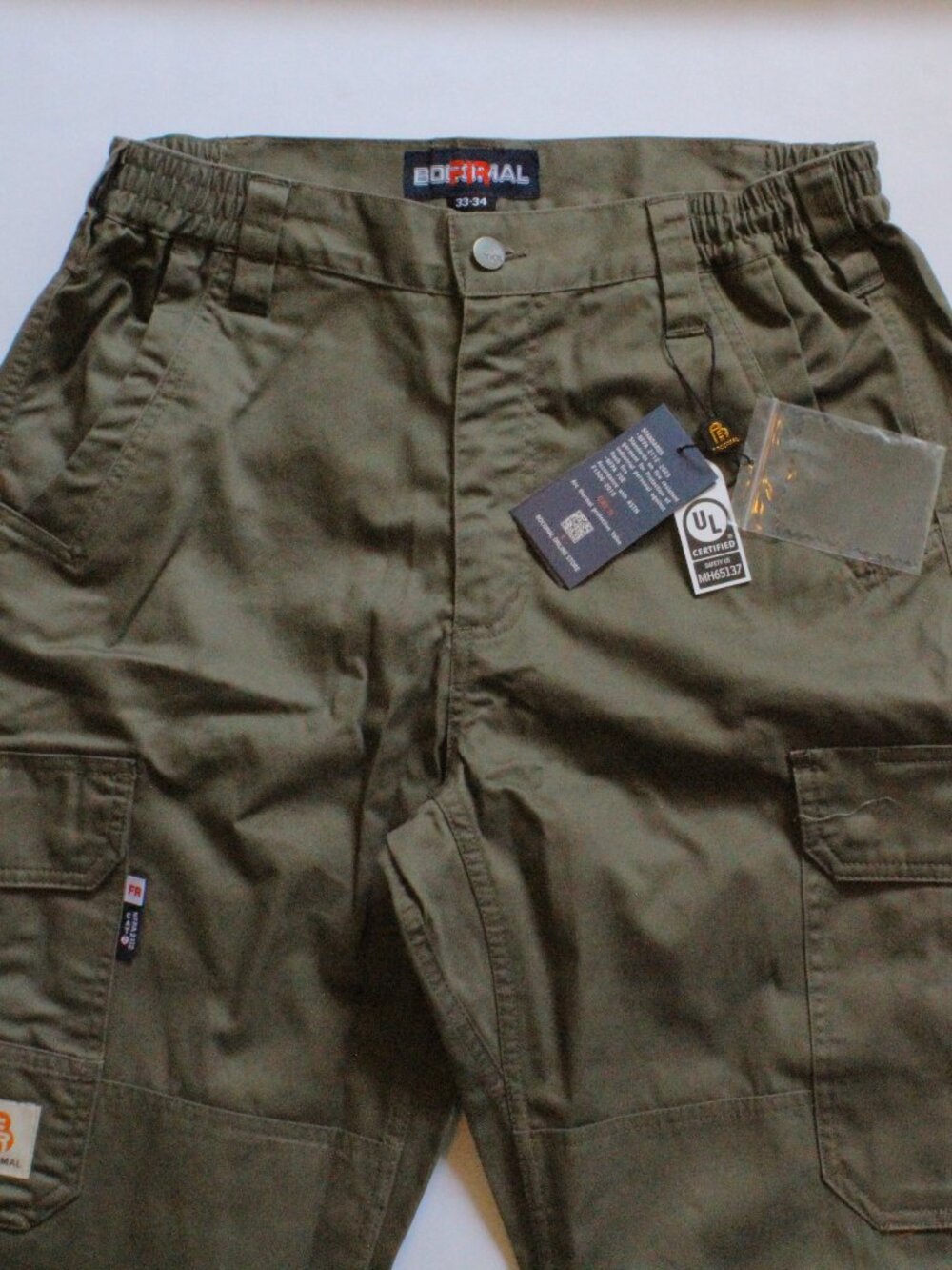 Bocomal Flame Resistant Field Pants Mens 33x34 Green FR Cargo NFPA 2112